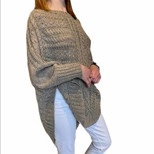 Grey Sweater with Woven Details